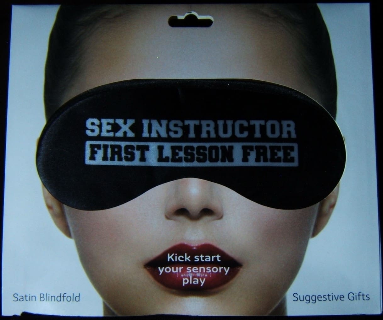 A poster of a woman wearing a blindfold.